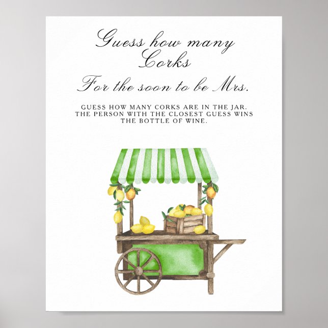 Affiche chariot avec citrons - devinez combien de bouchons (Devant)