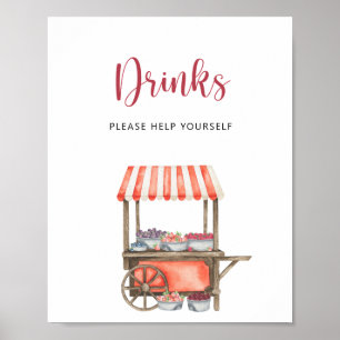 Affiche Chariot de baies - Boissons à servir soi-même Aff
