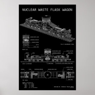 Affiche Chariot de flacon de déchets nucléaires PTW "Bluep