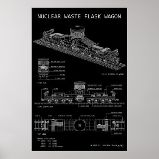 Affiche Chariot de flacon de déchets nucléaires PTW "Bluep