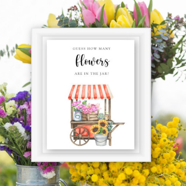 Affiche chariot de fleurs pour une baby shower - devinez c (Créateur téléchargé)