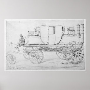 Affiche Chariot de la vapeur du chariot de hôpital, 1827
