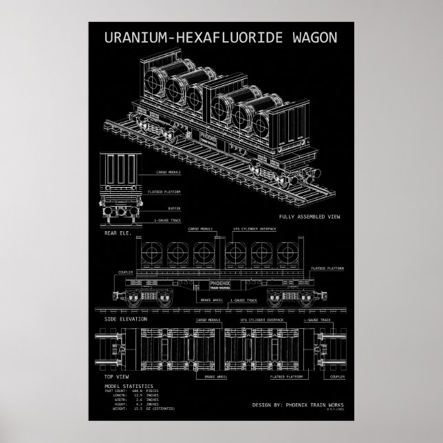 Affiche Chariot de l'hexafluorure d'uranium PTW "Plan" (Devant)
