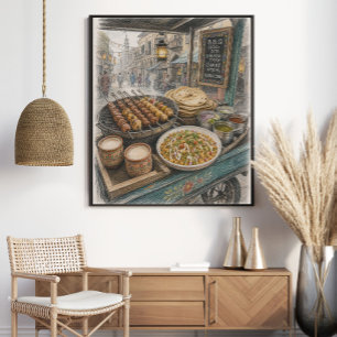 Affiche Chariot de rue de BBQ pakistanais