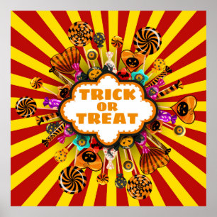 Affiche Chariot d'Halloween ou de traiter des bonbons et d