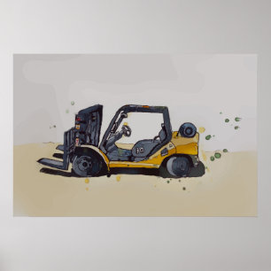 Affiche Chariot élévateur d'entrepôt moderne