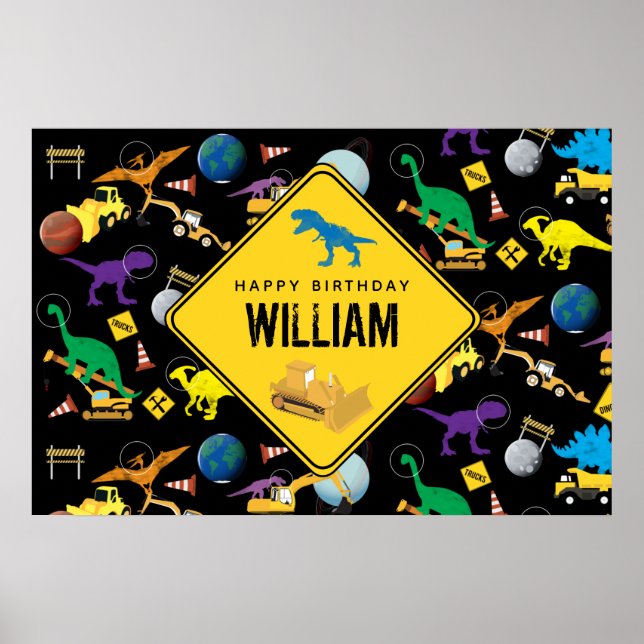 Affiche Chariots de construction Dinosaures dans l'espace  (Devant)