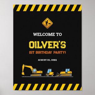 Affiche Chariots de construction modifiables Signes de fêt