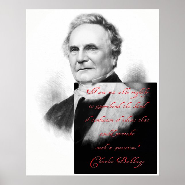 Affiche Charles Babbage sur la confusion de l'esprit (Devant)
