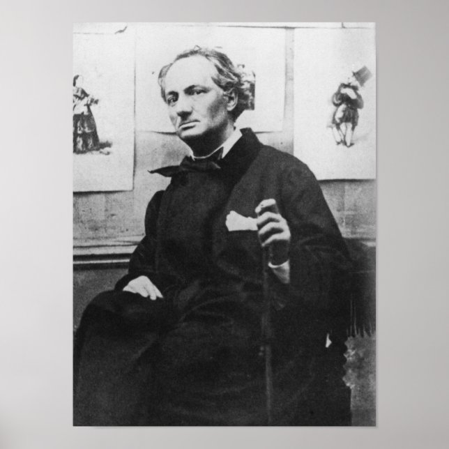 Affiche Charles Baudelaire avec gravures, c.1863 (Devant)