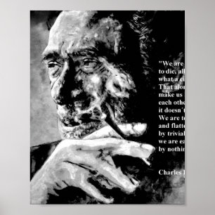 Affiche Charles Bukowski - noir - citation