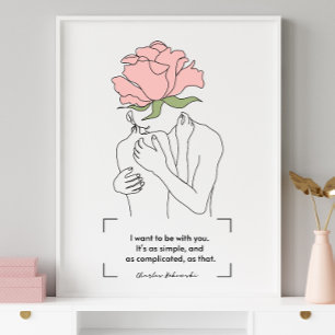 Affiche Charles Bukowski Rose Line Citations d'amour Art