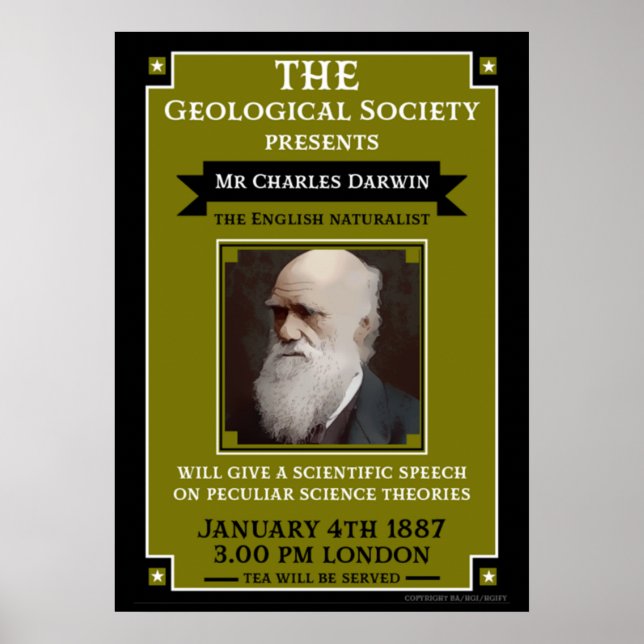 Affiche Charles Darwin Vintage Repro Retro Wall Art (Devant)