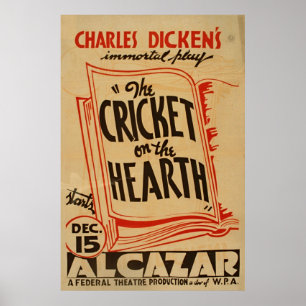 Affiche Charles Dickens Cricket Sur Le Coeur WPA Vintage