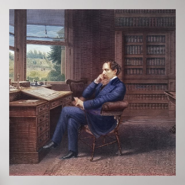 Affiche Charles Dickens dans son étude (Devant)