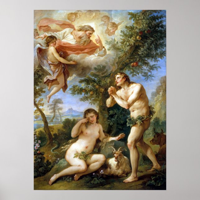 Affiche Charles-Joseph Natoire La réprimande d'Adam et Eve (Devant)