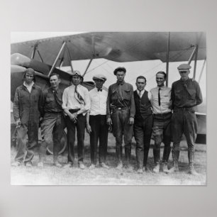 Affiche Charles Lindbergh avec 7 hommes, incluant