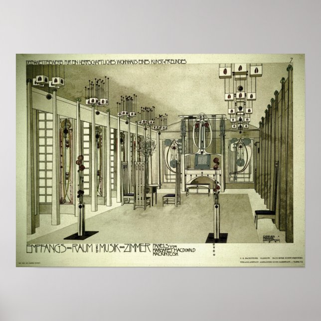 Affiche Charles Rennie Mackintosh 1901 Dessin (Devant)
