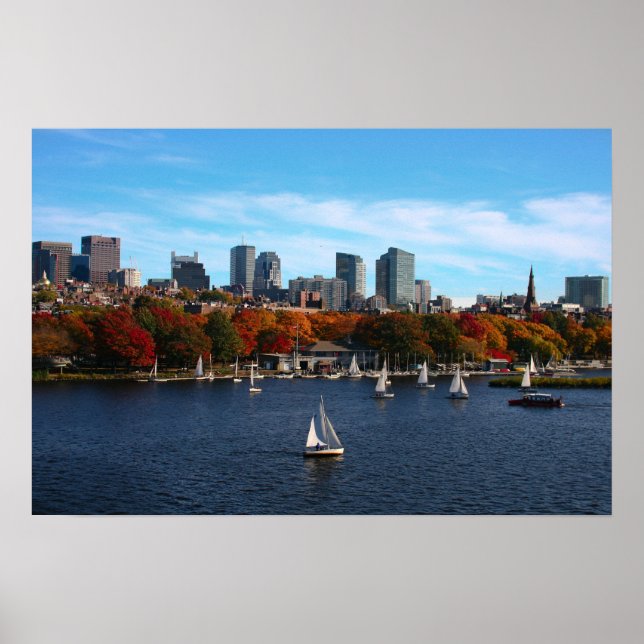 Affiche charles river boston ma nuages soleil jour 2 (Devant)