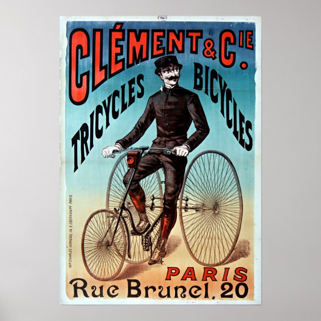 Affiche Charles Verneau Clement et Co. Tricycles Bicycles (Devant)