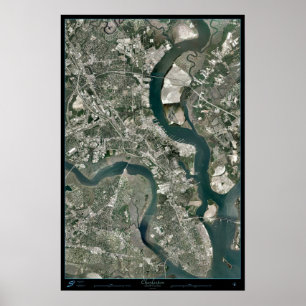 Affiche Charleston, Caroline du Sud depuis un satellite sp