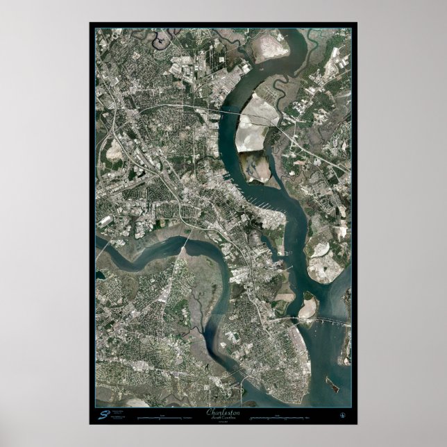 Affiche Charleston, Caroline du Sud depuis un satellite sp (Devant)