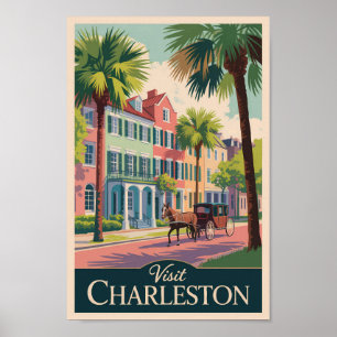Affiche Charleston Caroline du Sud Illustration Art de Voy