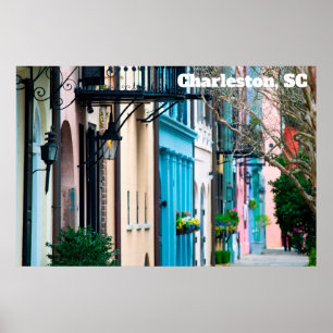 Affiche Charleston Caroline du Sud Maisons Rainbow Row