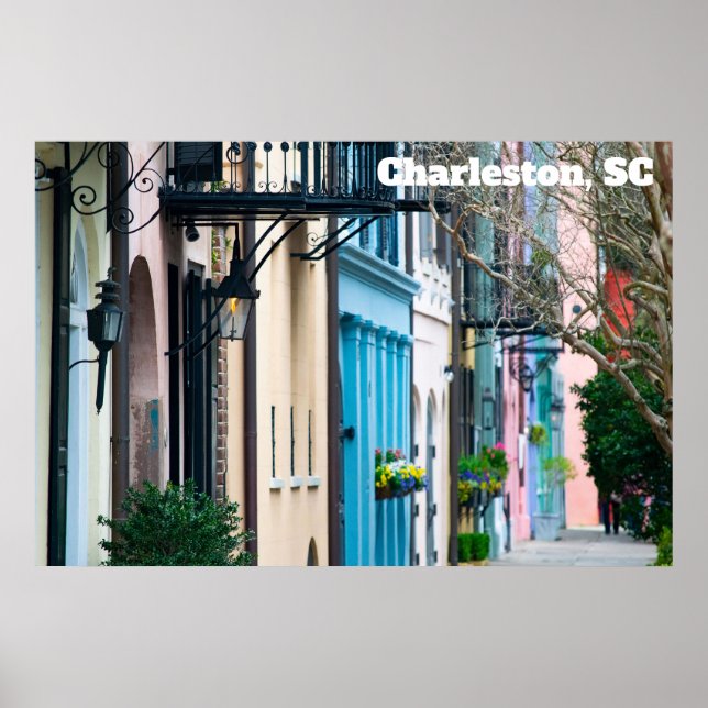 Affiche Charleston Caroline du Sud Maisons Rainbow Row (Devant)