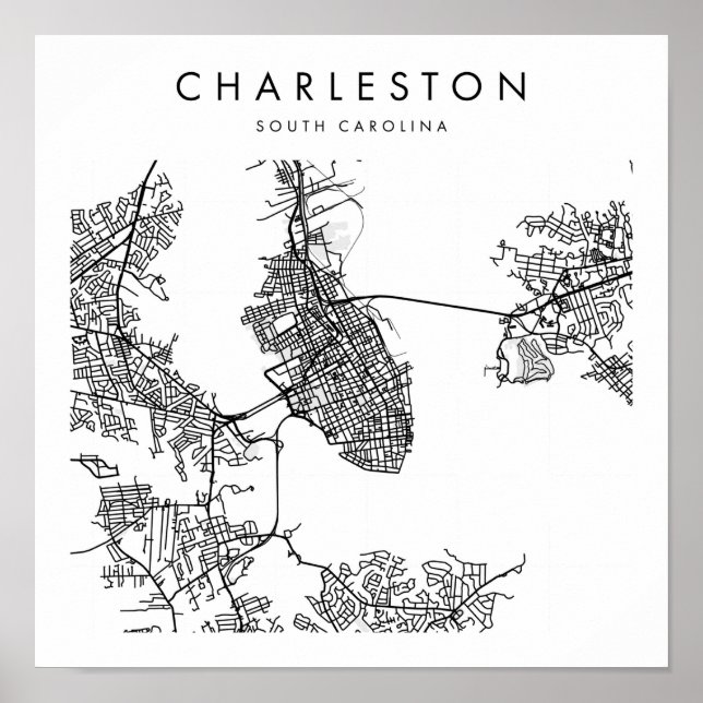Affiche Charleston Caroline du Sud Minimal Modern Street (Devant)