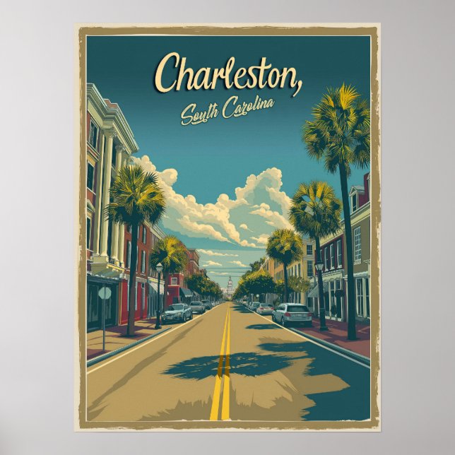 Affiche Charleston, Caroline du Sud : Un Vintage (Devant)
