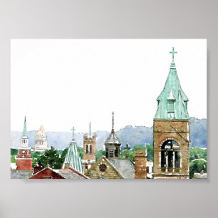 Affiche Charleston Church and State Watercolor Imprimer