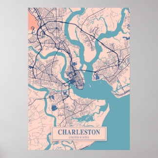 Affiche Charleston - États-Unis Breezy City Map