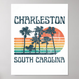 Affiche Charleston Plage de Caroline du Sud Vacances été V