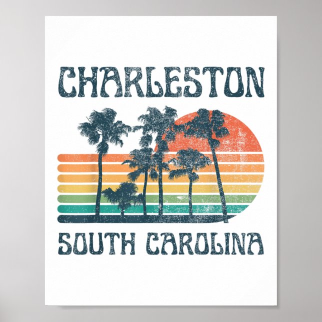 Affiche Charleston Plage de Caroline du Sud Vacances été V (Devant)