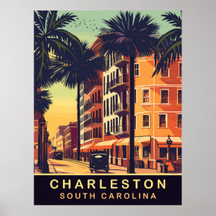 Affiche Charleston, Rues de la ville, Caroline du Sud, Voy