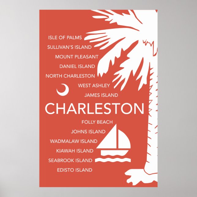 Affiche Charleston SC Towns - Rouge (Devant)
