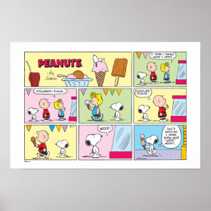 Affiche Charlie Brown, Snoopy & Sally Crème Glacée