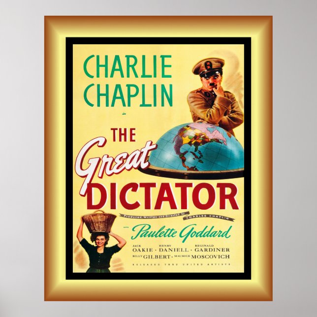 Affiche Charlie Chaplin's ~ Le grand dictateur 1940 ~ Post (Devant)