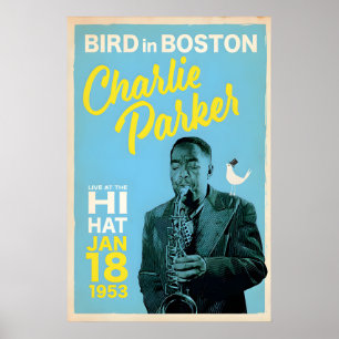 Affiche Charlie Parker à Boston, conception d'impression o