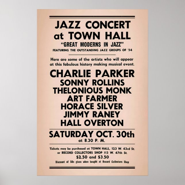 Affiche Charlie Parker - Sonny Rollins - Thelonious Monk (Devant)