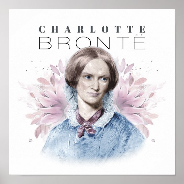 Affiche Charlotte Bronte Portrait de Richmond avec Fleurs (Devant)