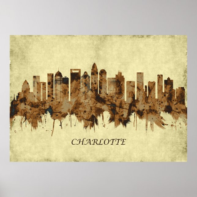 Affiche Charlotte Caroline du Nord Cityscape (Devant)