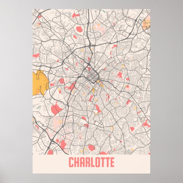 Affiche Charlotte - Carte de la ville de Chalk en Caroline (Devant)