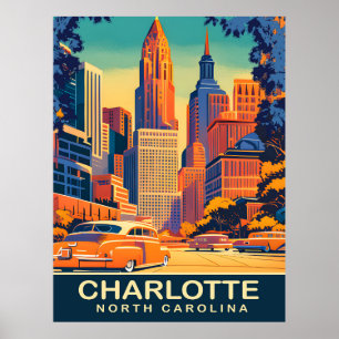 Affiche Charlotte, Centre-ville, Caroline du Nord, Voyage