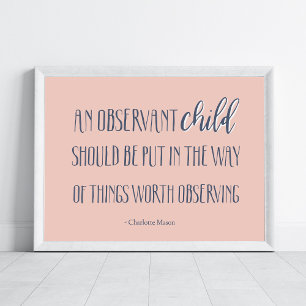 Affiche Charlotte Mason Motivational Citation Art d'école