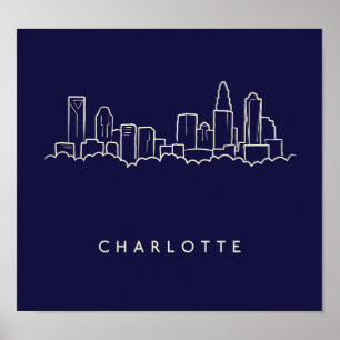 Affiche Charlotte, North Carolina City Skyline