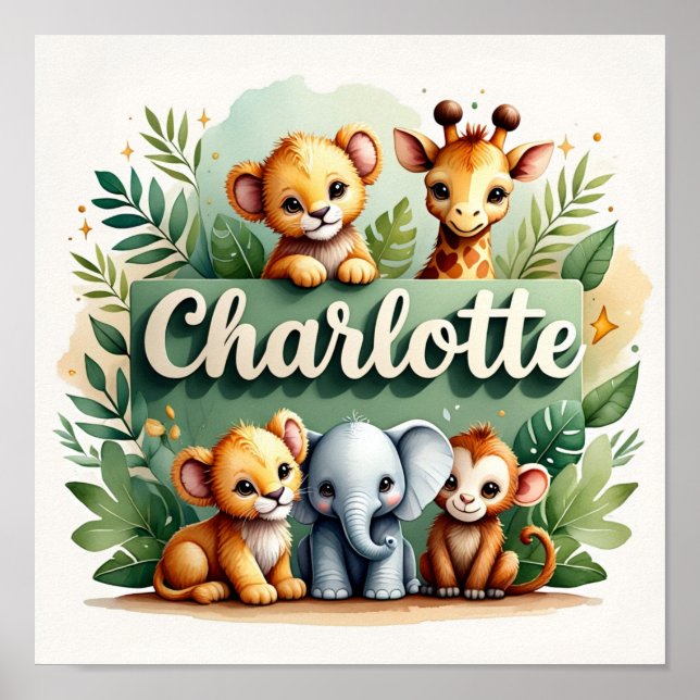 Affiche Charlotte Safari Nursery Wall Art (Devant)