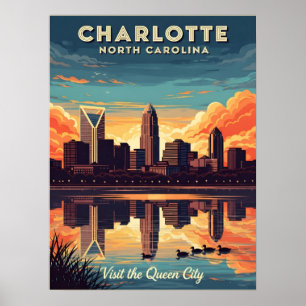 Affiche Charlotte vintage Caroline du Nord