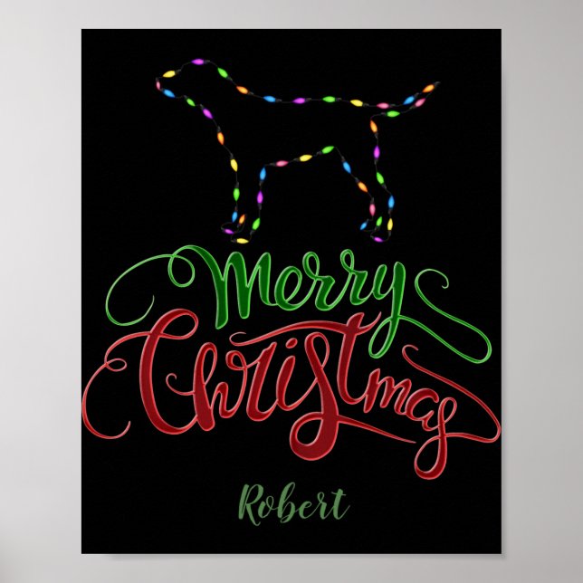 Affiche Charm Merry Christmas Light Bulbs Dog Monogram Tod (Devant)